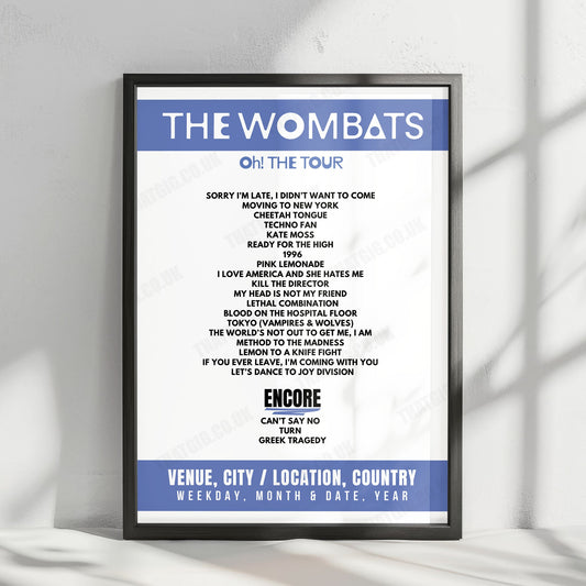 The Wombats Setlist Poster - First Direct Arena, Leeds - March 26th, 2025