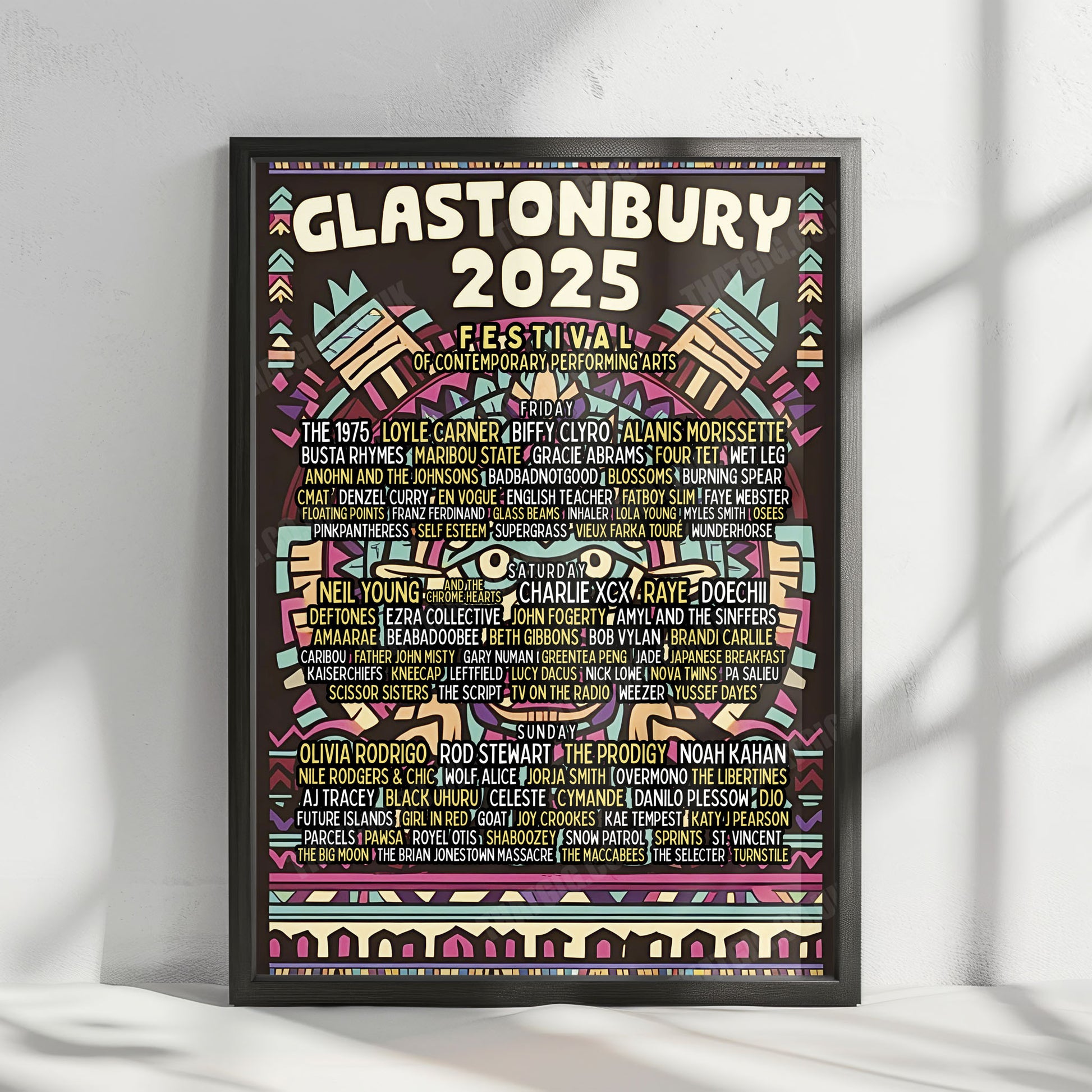 Glastonbury Festival Poster 2025 - 3-Day Line-up, Worthy Farm, Pilton