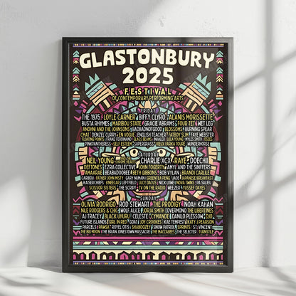 Glastonbury Festival Poster 2025 - 3-Day Line-up, Worthy Farm, Pilton