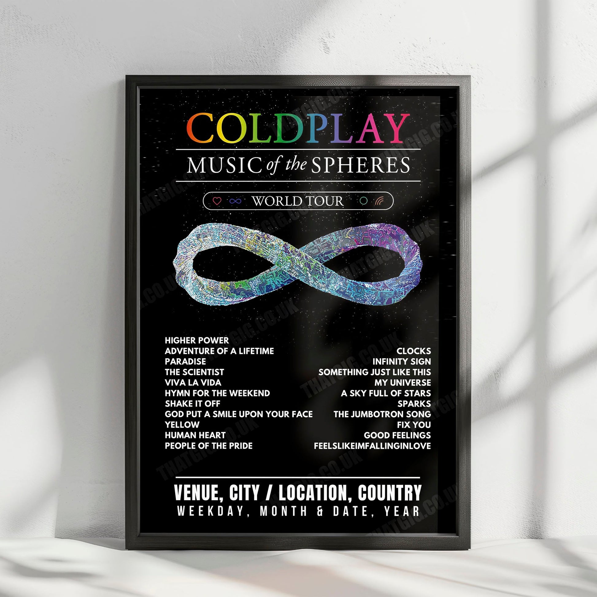 Coldplay Setlist Poster - D.Y. Patil Stadium, Mumbai - January 21st, 2025