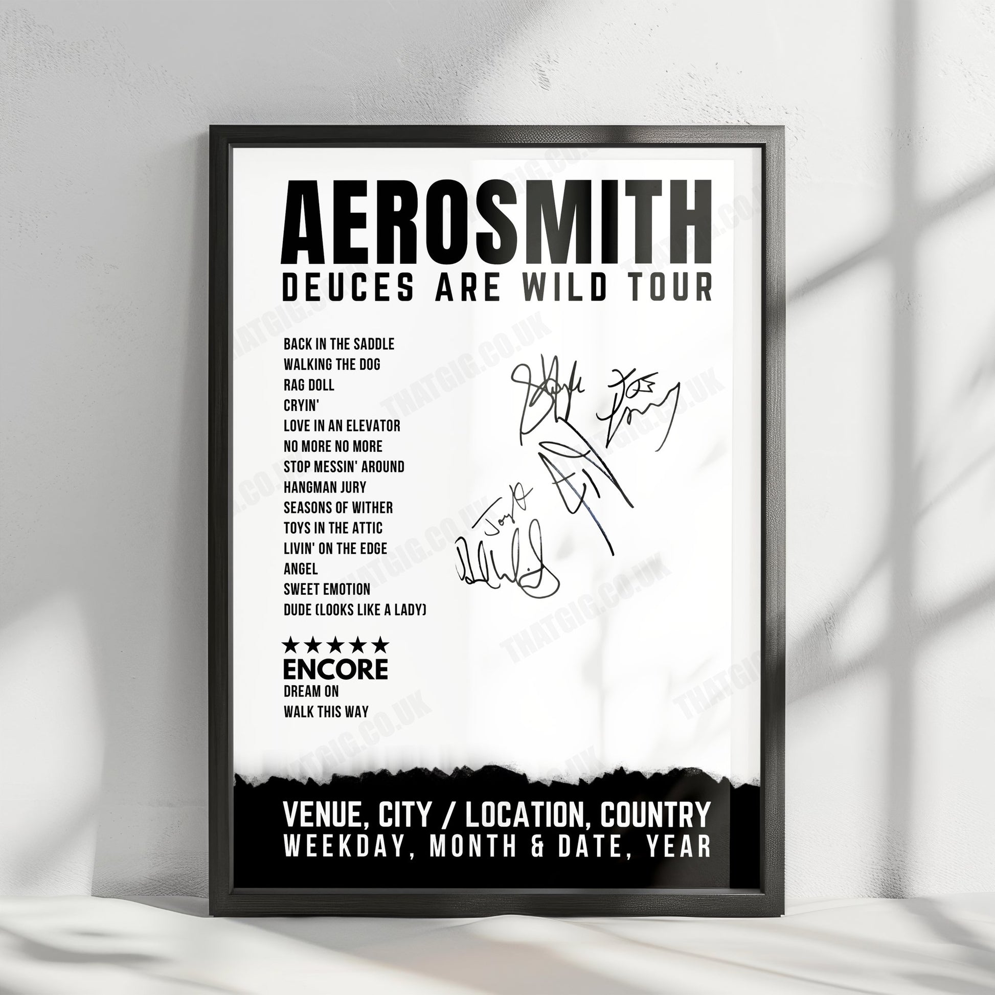 Aerosmith Setlist Poster - Borgata Event Center, Atlantic City - August 16th, 2019