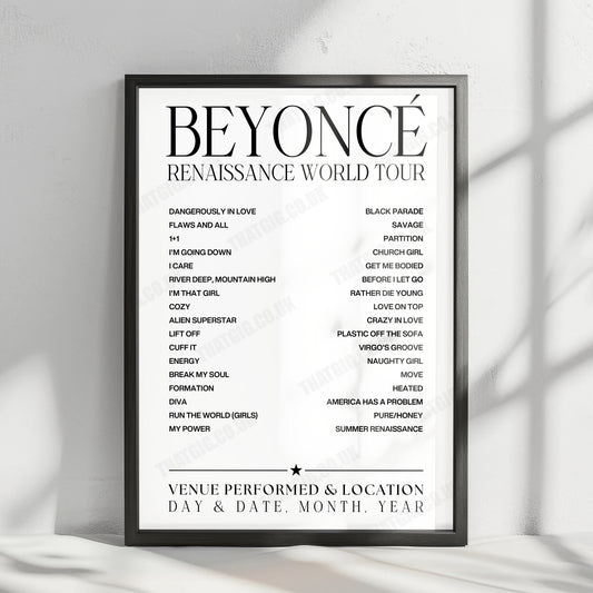 Beyoncé Setlist Poster - Allegiant Stadium, Las Vegas - August 26th, 2023