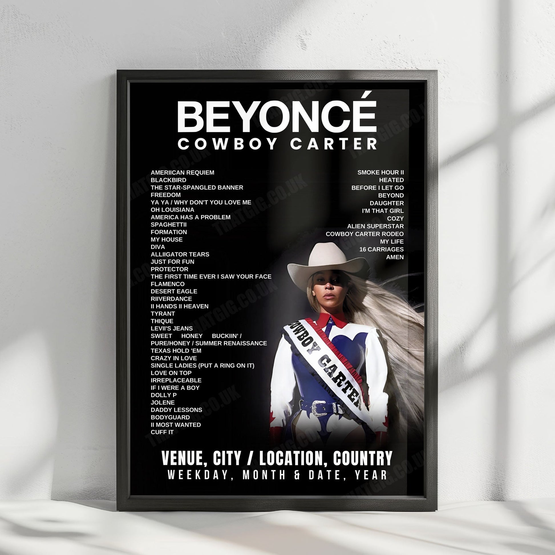 Beyoncé Setlist Poster - NRG Stadium, Houston - June 28th, 2025