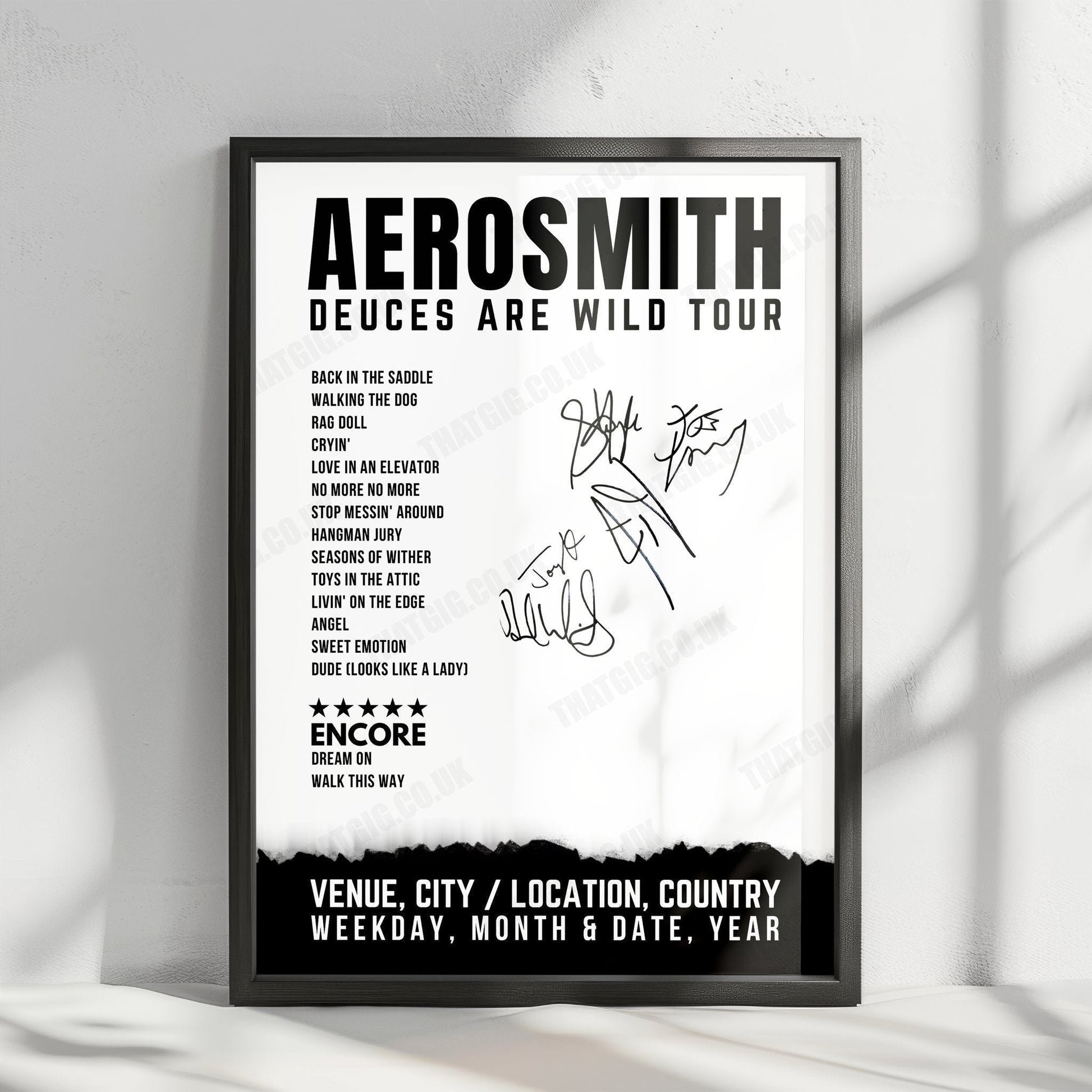 Aerosmith Setlist Poster - Park Theater at Park MGM, Las Vegas - April 26th, 2019
