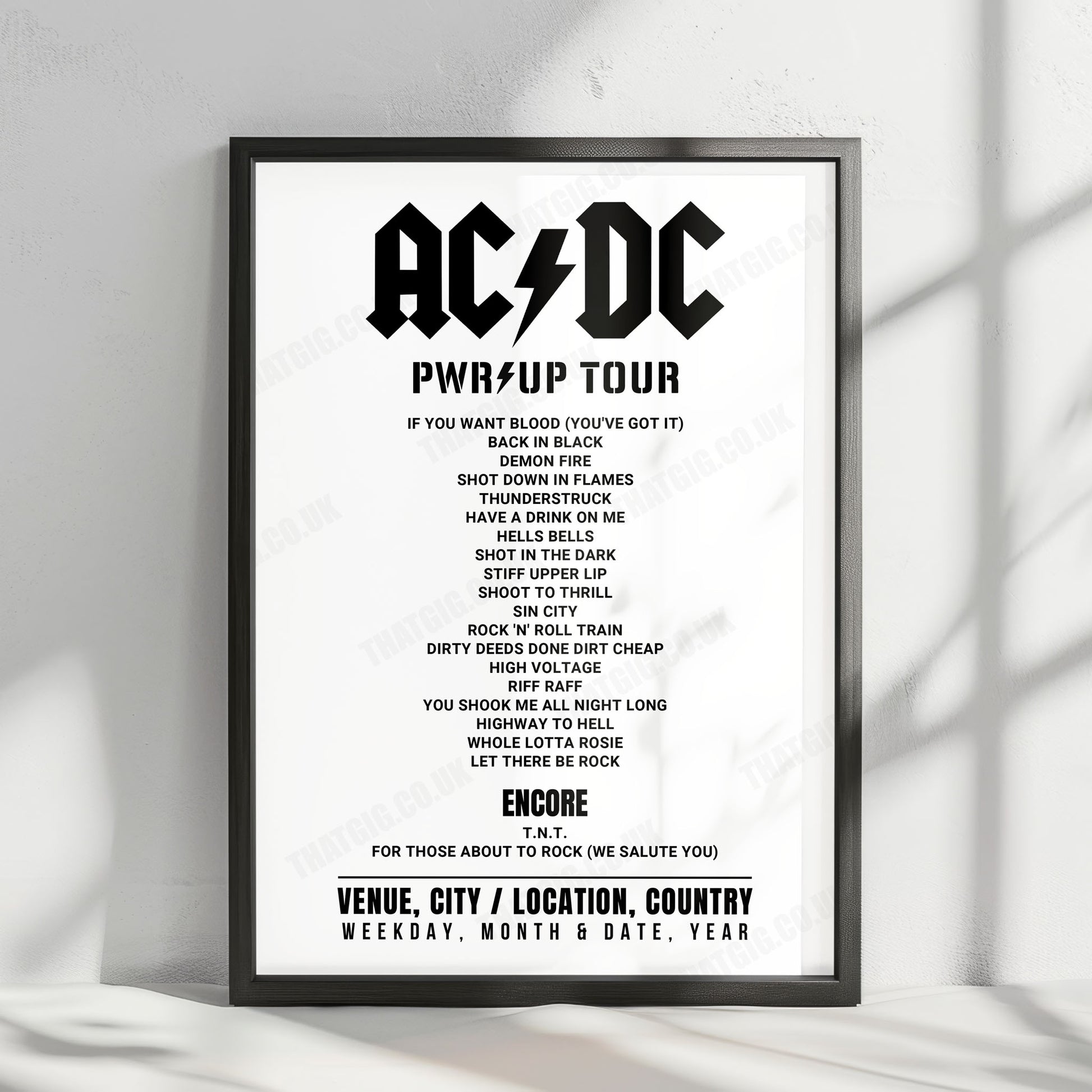 AC/DC Setlist Poster - AT&T Stadium, Arlington - April 14th, 2025