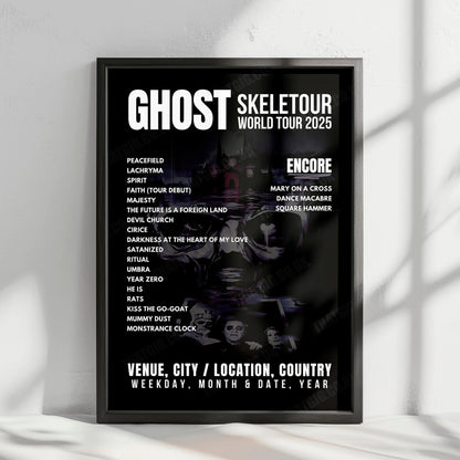 Ghost Setlist Poster - The OVO Hydro, Glasgow - April 16th, 2025