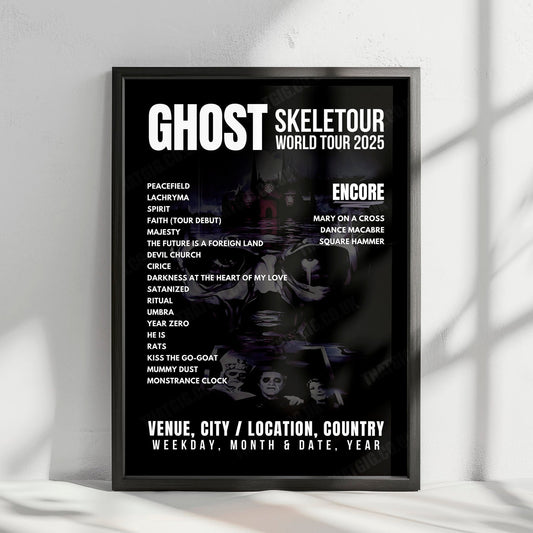 Ghost Setlist Poster - The OVO Hydro, Glasgow - April 16th, 2025