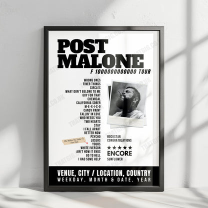 Post Malone Setlist Poster - XFINITY Theatre - September 21st, 2024