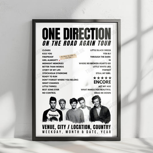 One Direction Setlist Poster - Manchester Arena, Manchester - October 4th, 2015