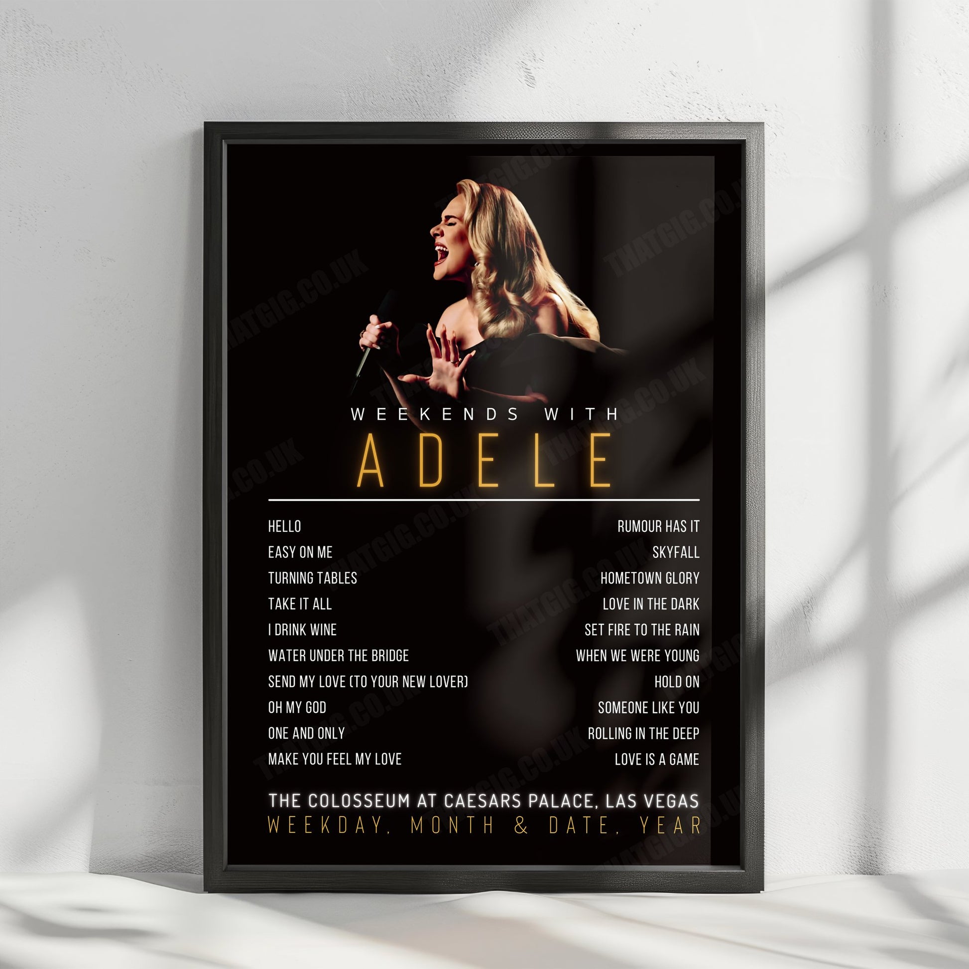 Adele Setlist Poster - The Colosseum at Caesars Palace, Las Vegas - January 20th, 2023