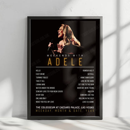 Adele Setlist Poster - The Colosseum at Caesars Palace, Las Vegas - January 20th, 2023