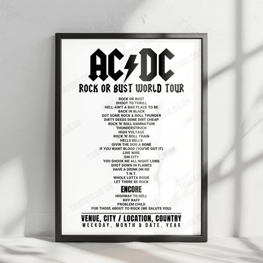 AC/DC Setlist Poster - Festivalterrein Stenehei, Dessel - July 6th, 2015