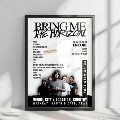 Bring Me the Horizon Setlist Poster - Sick New World Sideshows 2024 - April 26, 2024
