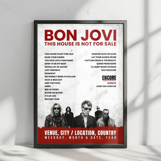 Bon Jovi Setlist Poster - Count Basie Theatre, Red Bank - October 1st, 2016