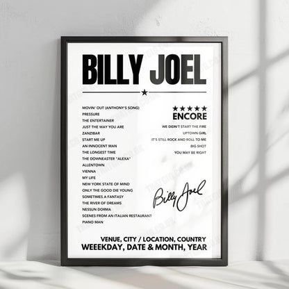 Billy Joel Setlist Poster - Soldier Field - June 21st, 2024