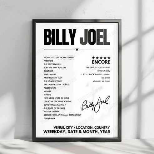 Billy Joel Setlist Poster - Soldier Field - June 21st, 2024