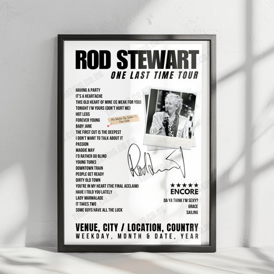 Rod Stewart Setlist Poster - Coliseum da Coruña A Coruña - December 15th, 2024