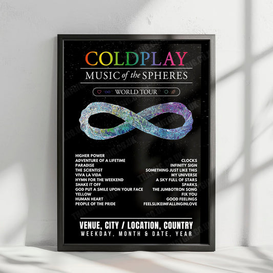 Coldplay Setlist Poster - Olympiastadion, Helsinki - July 31st, 2024