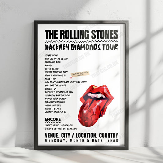 The Rolling Stones Setlist Poster - Allegiant Stadium, Las Vegas, USA - May 11th, 2024