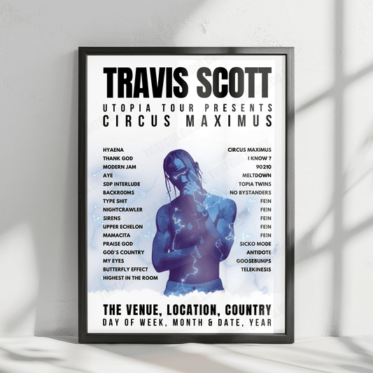 Travis Scott Setlist Poster - T-Mobile Center, Kansas City - October 20th, 2023