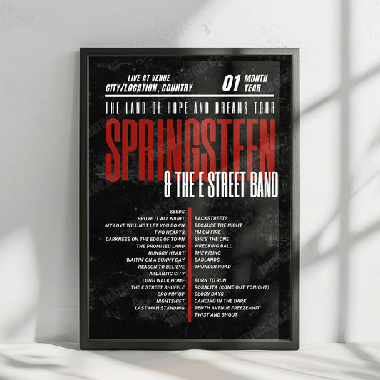 Bruce Springsteen Setlist Poster - Stade Pierre-Mauroy, Villeneuve-d'Ascq - May 24th, 2025
