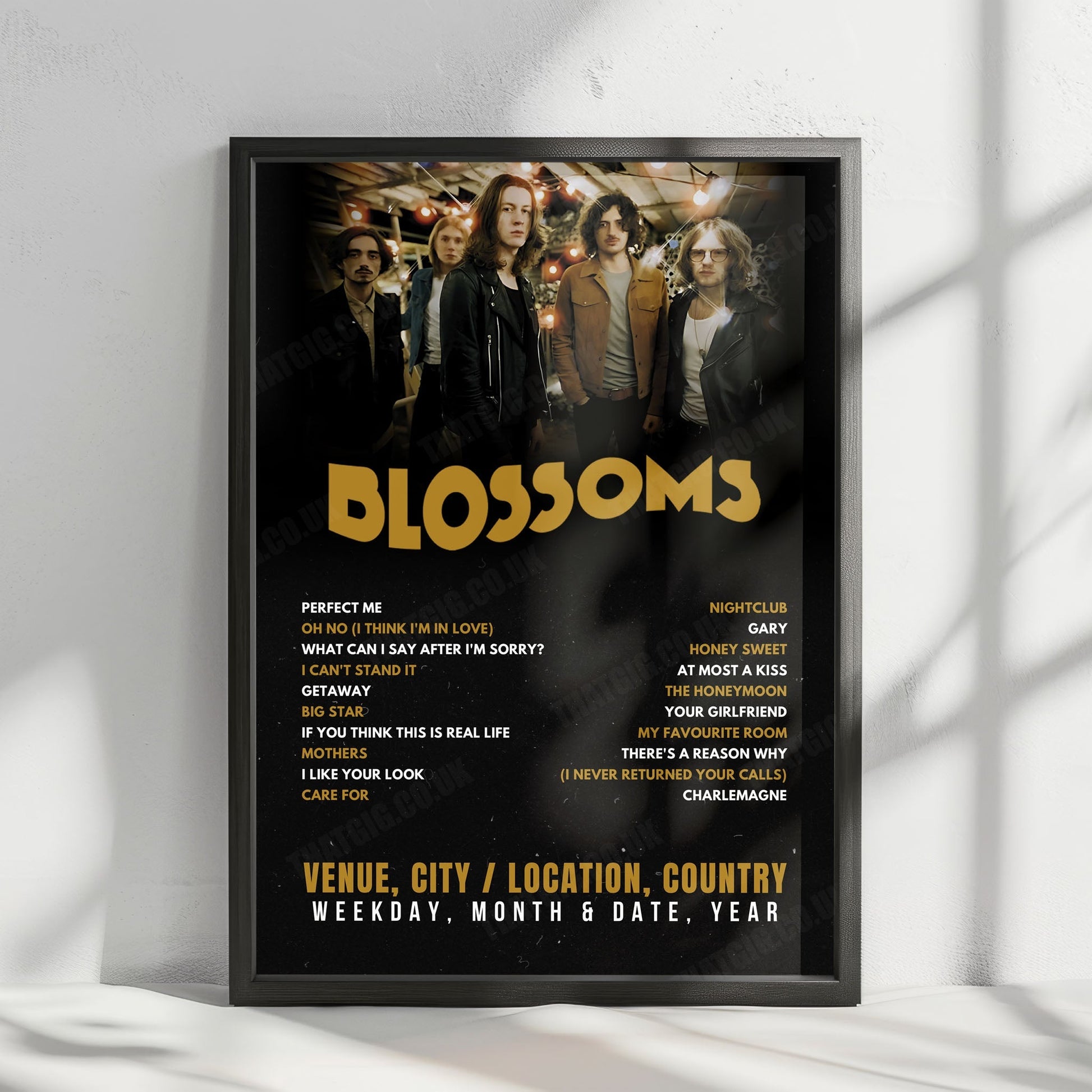 Blossoms Setlist Poster - O2 Apollo Manchester, Manchester - November 23rd, 2024