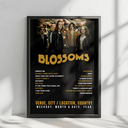 Blossoms Setlist Poster - O2 Apollo Manchester, Manchester - November 23rd, 2024