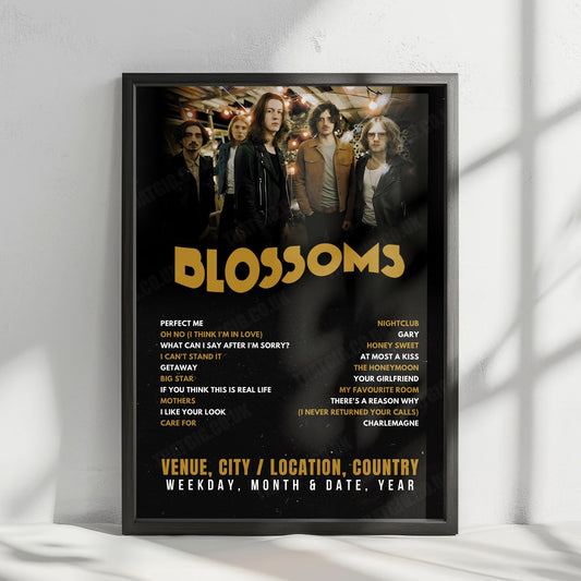 Blossoms Setlist Poster - O2 Apollo Manchester, Manchester - November 23rd, 2024
