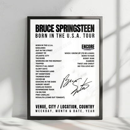 Bruce Springsteen Setlist Poster - Roundhay Park, Leeds - July 7th, 1985