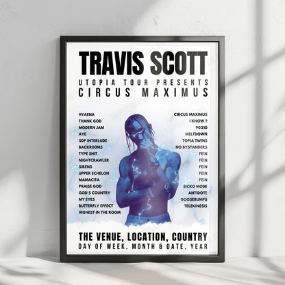 Travis Scott Setlist Poster - Centre Bell, Montreal - January 9th, 2024