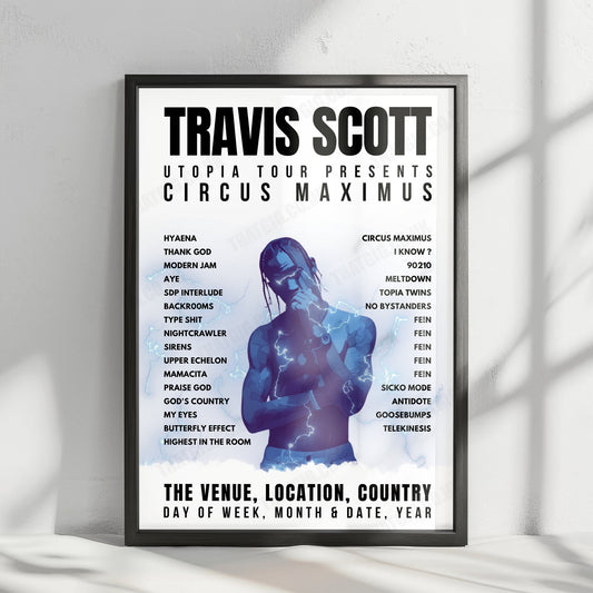 Travis Scott Setlist Poster - Centre Bell, Montreal - January 9th, 2024