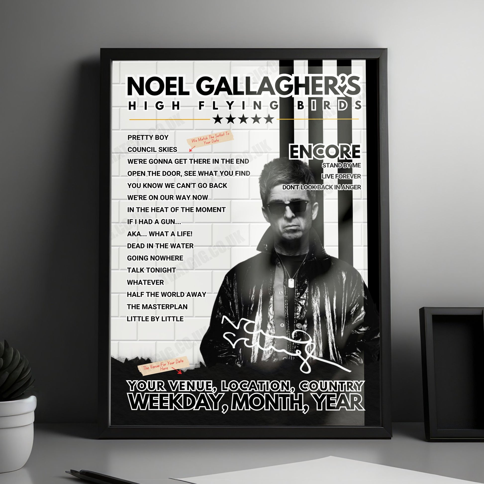 Noel Gallagher’s High Flying Birds Setlist Poster - Lighthouse, Poole, England - March 17th, 2024