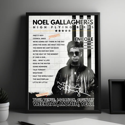 Noel Gallagher’s High Flying Birds Setlist Poster - Lighthouse, Poole, England - March 17th, 2024