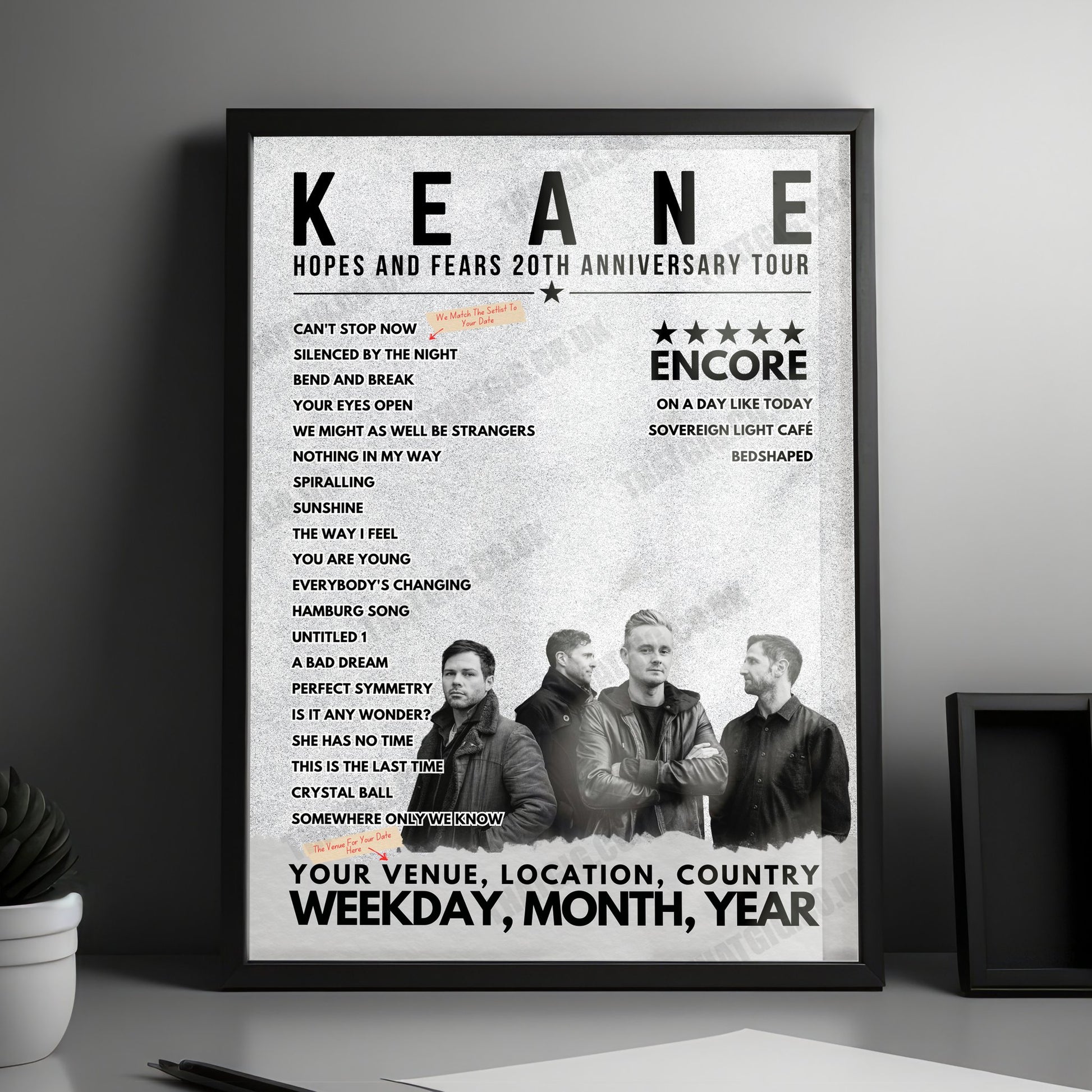 Keane Setlist Poster - Metropolitan Opera House, Philadelphia, PA - September 21st, 2024