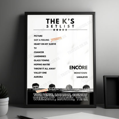 The K's Setlist Poster - Tivoli, Buckley, Wales - August 30th, 2024
