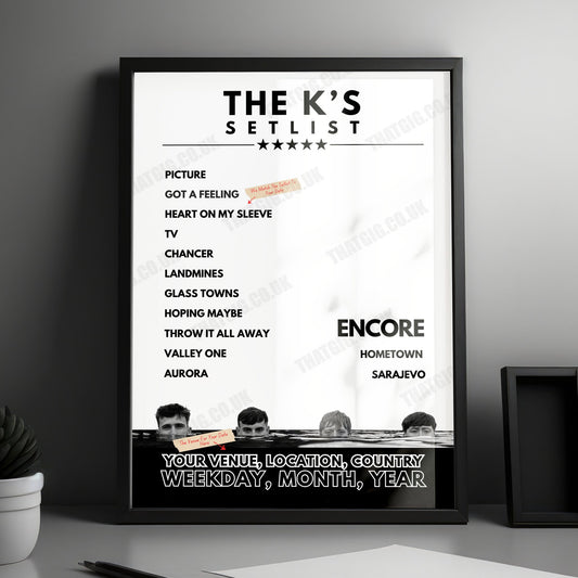 The K's Setlist Poster - Tivoli, Buckley, Wales - August 30th, 2024