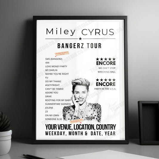 Miley Cyrus Setlist Poster - Reading Festival, Pilton, England - June 30th, 2019