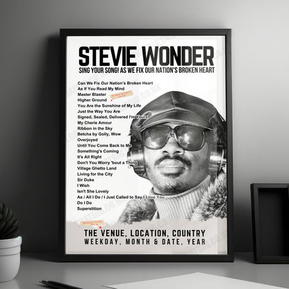 Stevie Wonder Setlist Poster - CFG Bank Arena, Baltimore - October 15th, 2024