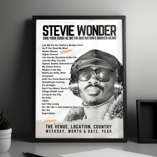 Stevie Wonder Setlist Poster - CFG Bank Arena, Baltimore - October 15th, 2024