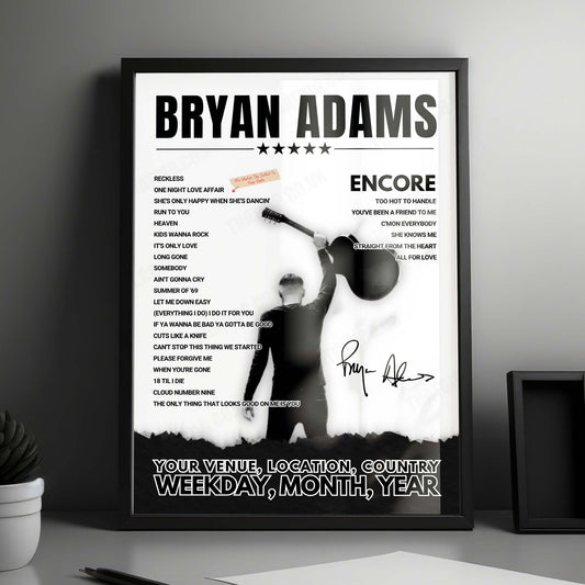 Bryan Adams Setlist Poster - Bergenhus Festning, Bergen - June 26th, 2024