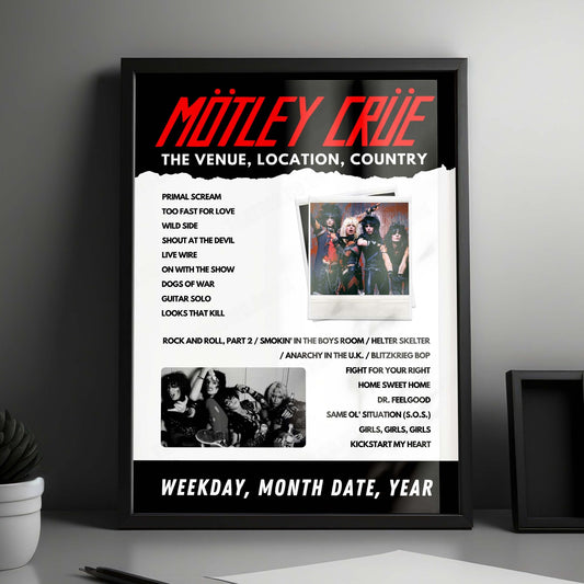 Mötley Crüe Setlist Poster - Stockhorn Arena, Thun, Switzerland - June 27th, 2023