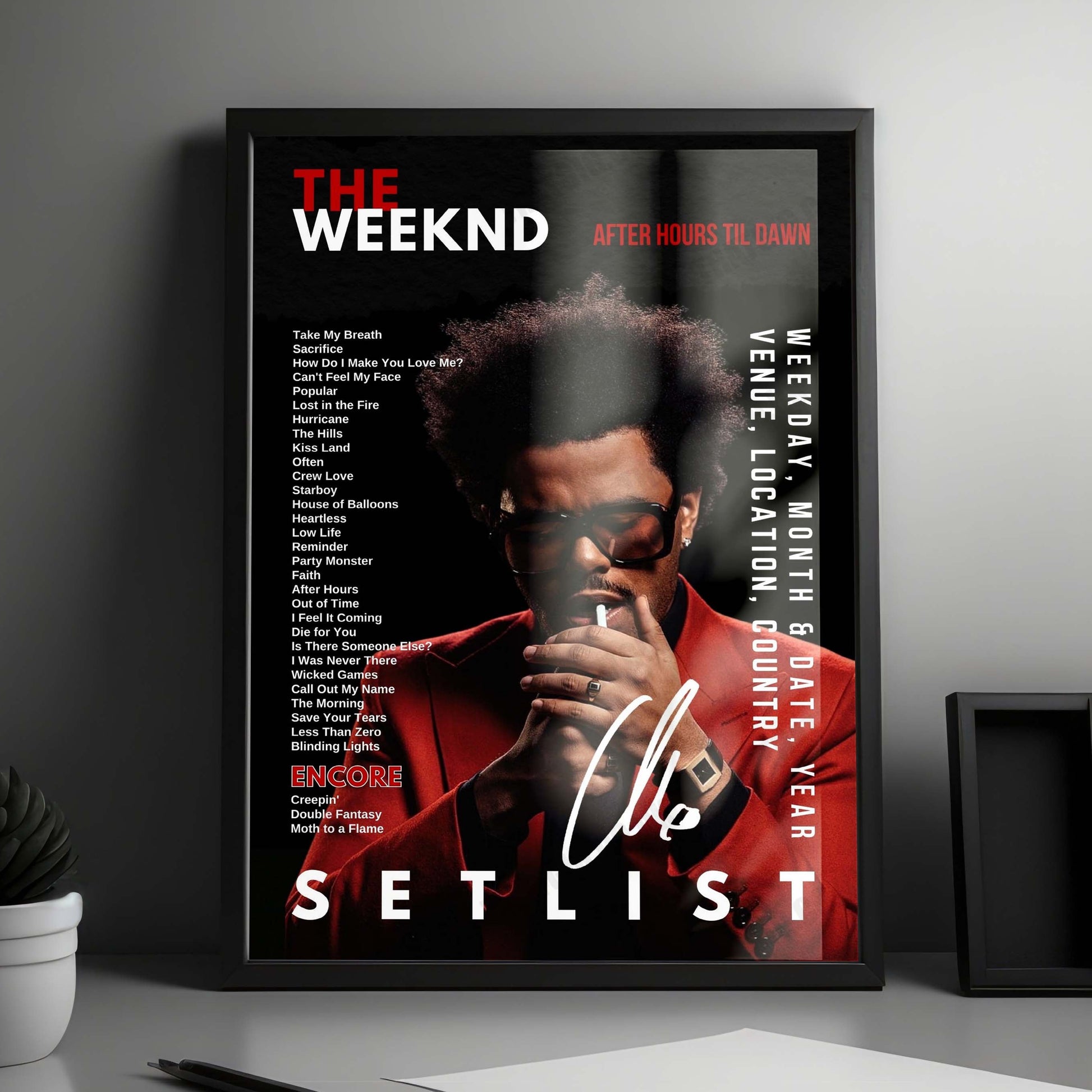 The Weeknd Setlist Poster - Parc Jean-Drapeau, Montreal - July 24th, 2025
