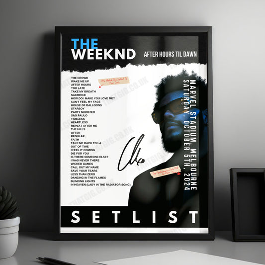 The Weeknd Setlist Poster - Accor Stadium, Sydney, Australia - October 23rd, 2024