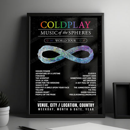 Coldplay Setlist Poster - Wembley Stadium, London - September 12th, 2025
