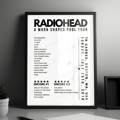 Radiohead Setlist Poster - TD Garden, Boston, USA - July 29th, 2018