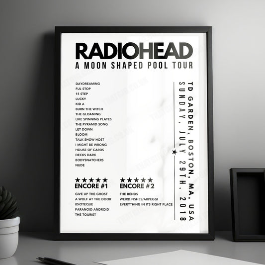 Radiohead Setlist Poster - TD Garden, Boston, USA - July 29th, 2018