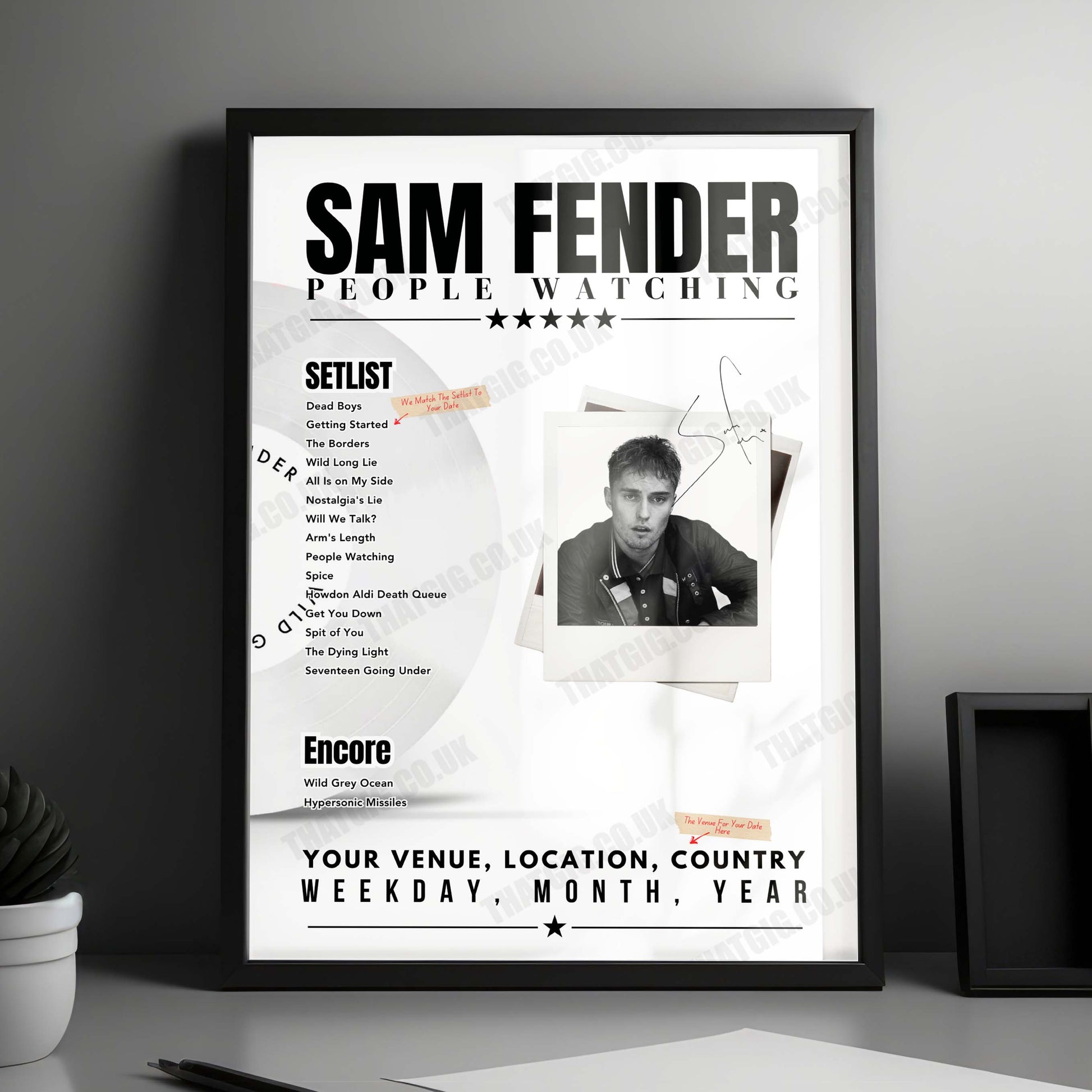 Sam Fender Setlist Poster - The OVO Hydro, Glasgow, Scotland - December 16th, 2024