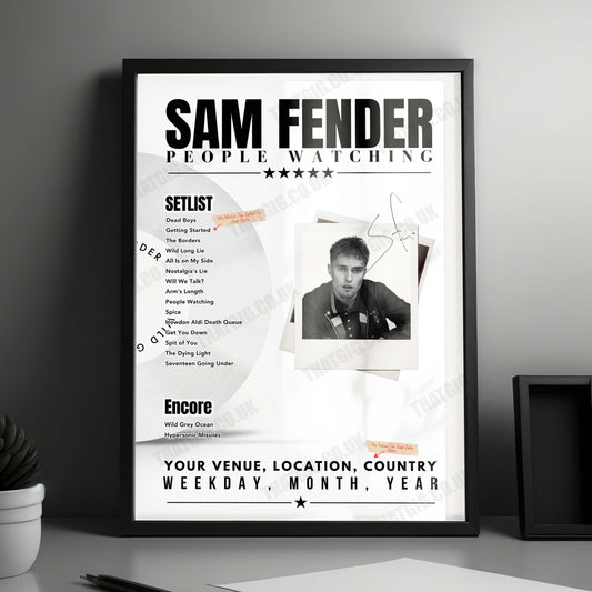 Sam Fender Setlist Poster - The OVO Hydro, Glasgow, Scotland - December 16th, 2024