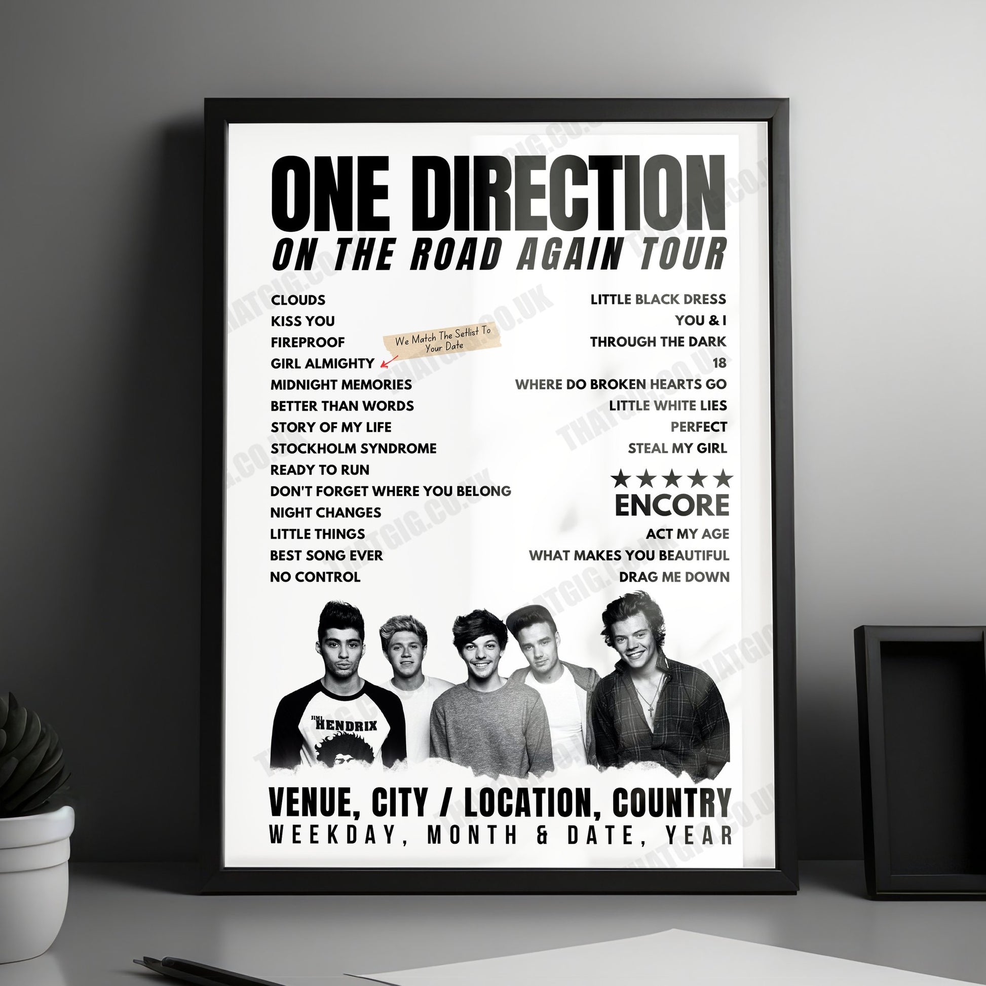 One Direction Setlist Poster - The SSE Hydro, Glasgow, Scotland - October 8th, 2015