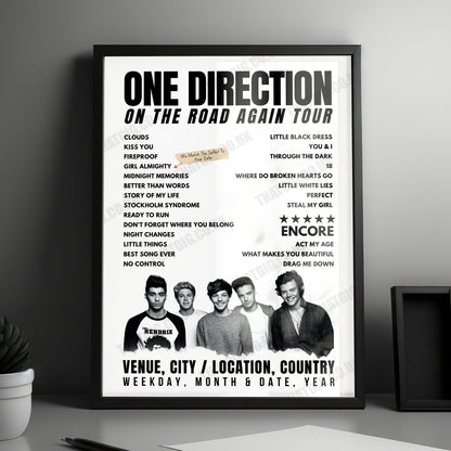 One Direction Setlist Poster - The SSE Hydro, Glasgow, Scotland - October 8th, 2015